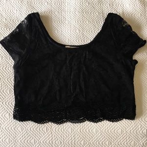 Urban outfitters black lace crop top